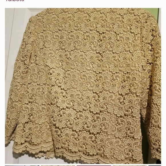 Talbots Petites Shimmer Lace Embroidered Overlay Blazer - Picture 4 of 6